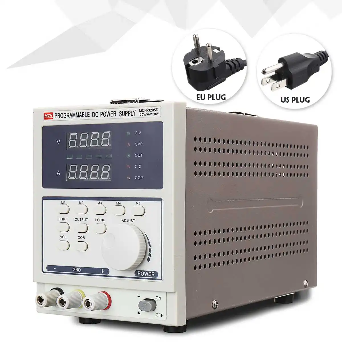 

30V 5A DC Power Supply US/EU Plug Adjustable Digital Laboratory Power Supply for DC motor, DC fan, car DVD