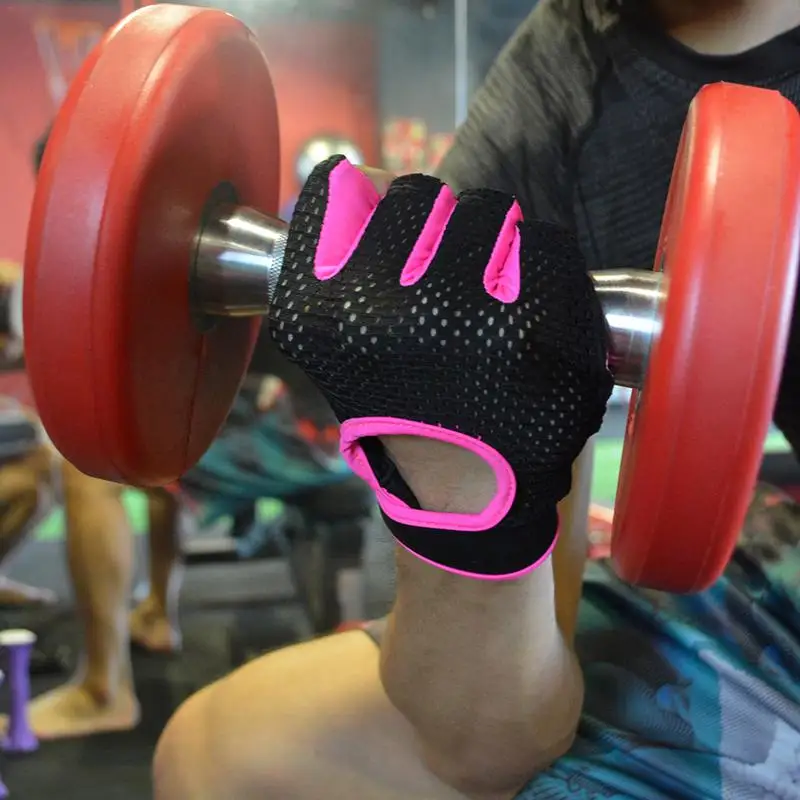 Silicone Non-slip Half Finger Gym Fitness Gloves Body Building Exercise Dumbbell Weightlifting Spinning Bicycle Sports Gloves