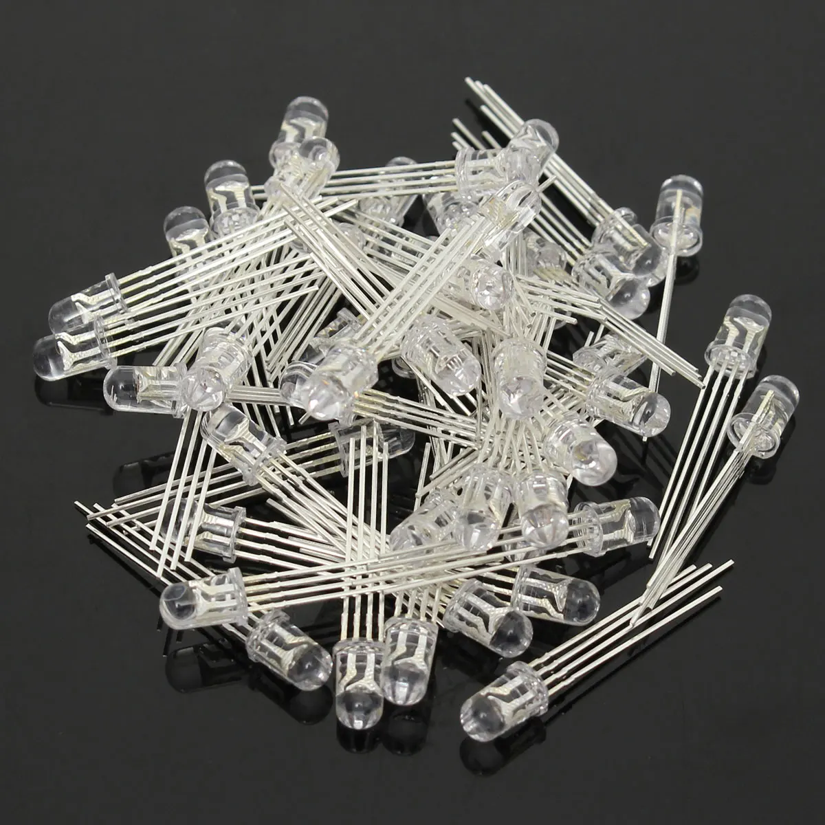 

CLAITE 50 Pcs LED RGB Common Cathode 4-Pin F5 5MM Super Bright Bulb Lamp Assortment NEW