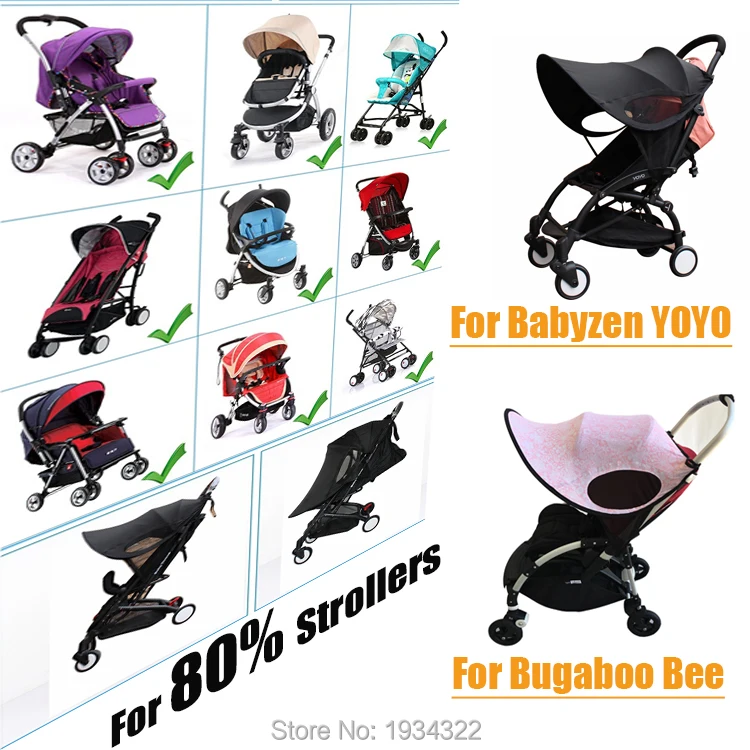 Universal Stroller Sun Shade Canopy Stroller Cover Awning Baby Carriage Pushchair Prams Buggy Visor Cover Wide Sun Shield Windproof Summer Anti-UV Umbrella Canopy Infant Trolley Parasol