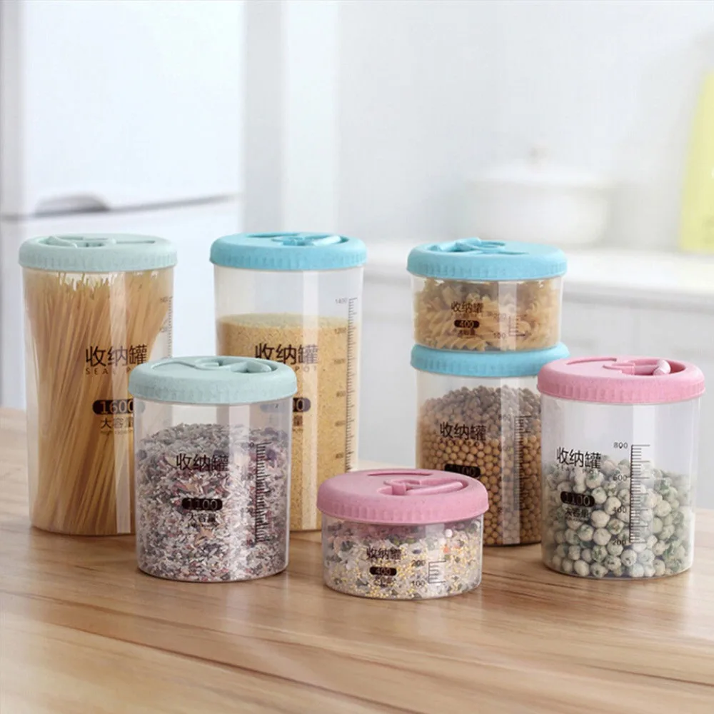 

Plastic Kitchen Food Cereal Grain Bean Rice Storage Box Container Case Organizer Bottle 400ml 1100ml 1600ml