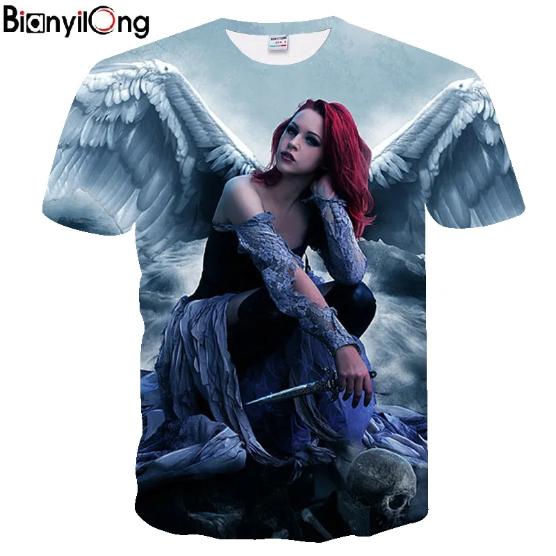 

3d printing summer men and women T-shirt 3D angel printing short-sleeved BIANYILONG brand custom fashion t-shirt