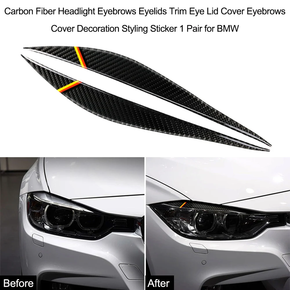 

Carbon Fiber Headlight Eyebrows Eyelids Trim Eye Lid Cover Decoration Sticker 1 Pair for BMW F30 F31 F32 F33 F34 (2012-2020)