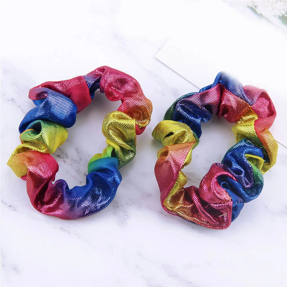 New Elegant Women Elastic Hair Rope Glitter Ponytail Holder Laser Radiation Colorful Hair Ring Scrunchy Hair Band Accessories