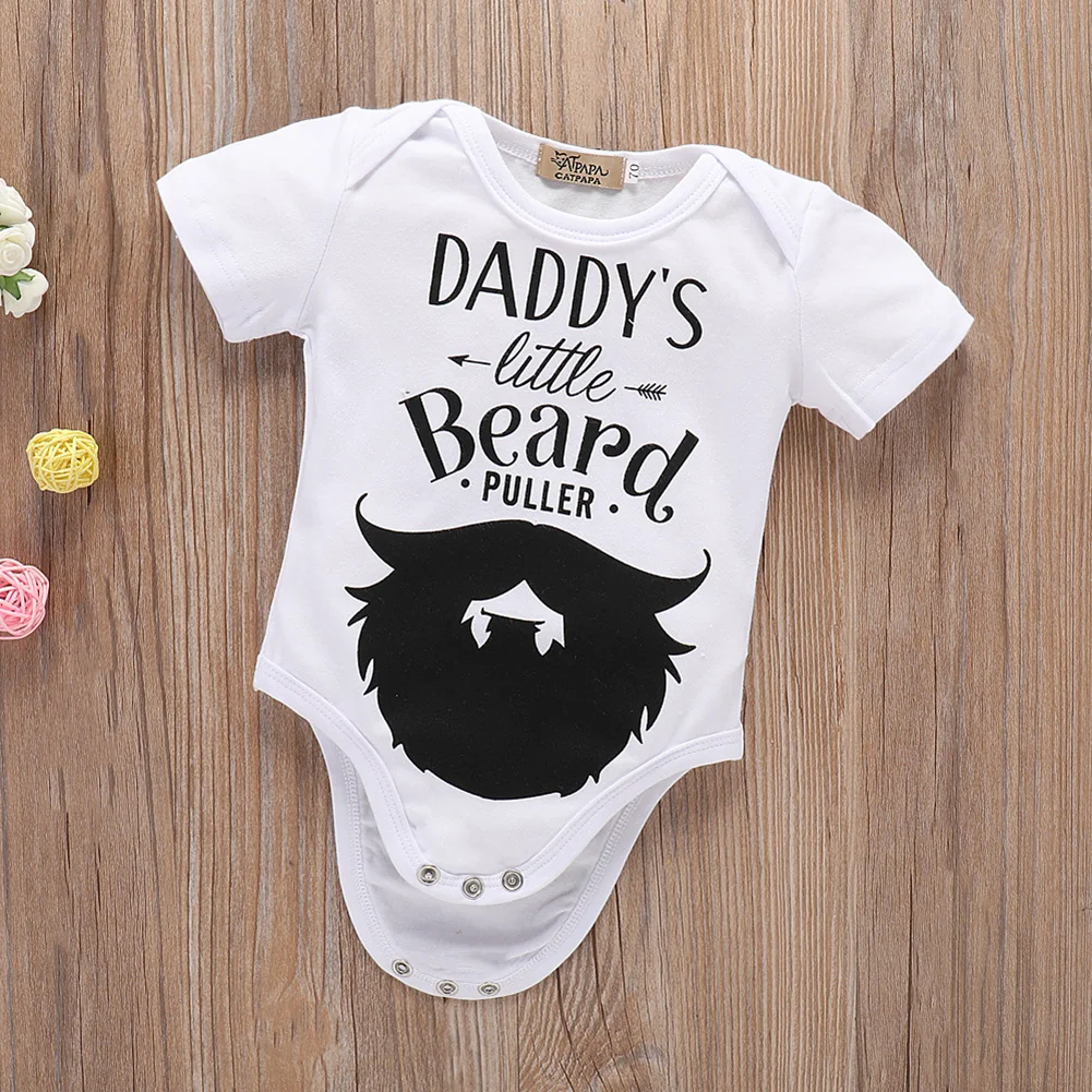 

Summer Newborn Baby Boys Bodysuit Short Sleeve White Toddler Clothes Printed Love Mom And Dad Children Bodysuits
