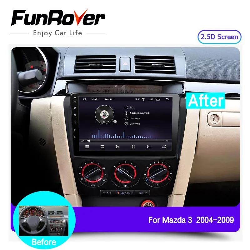 Flash Deal FUNROVER 2.5D+IPS android 9.0 car radio multimedia player for mazda 3 mazda3 2004-2009 tape recorder dvd gps navigation stereo 1