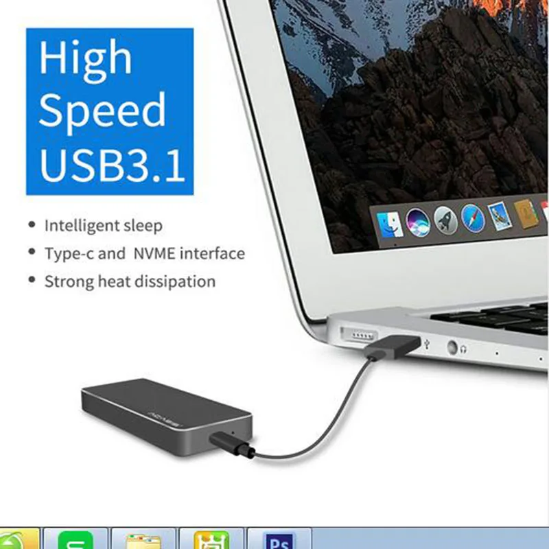  Carcasa de disco duro de tipo C Usb 31 Nvme Hdd Sata m2 Pcie Ngff M Key Ssd caja de Metal tipo C