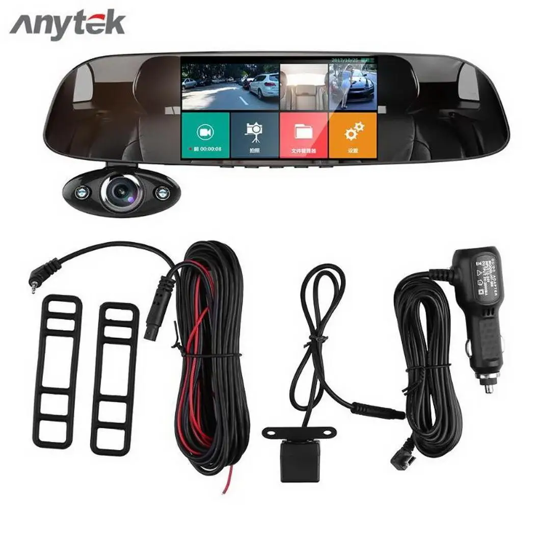 Anytek B33 5 дюймов 1080P FHD Автомобильный видеорегистратор сенсорная камера в зеркале