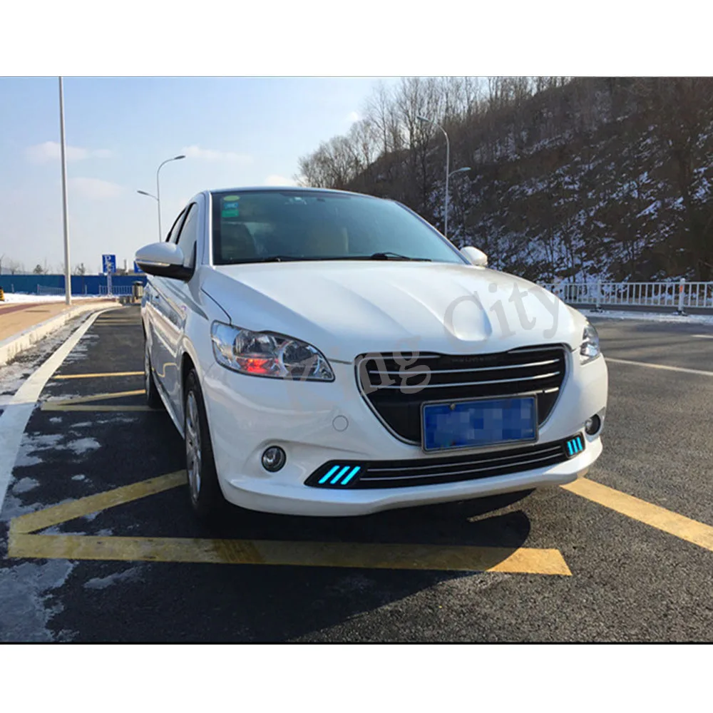 CAPQX 1 пара для Peugeot 301 2014 2015 передний светодиодный светильник DRL дневные ходовые