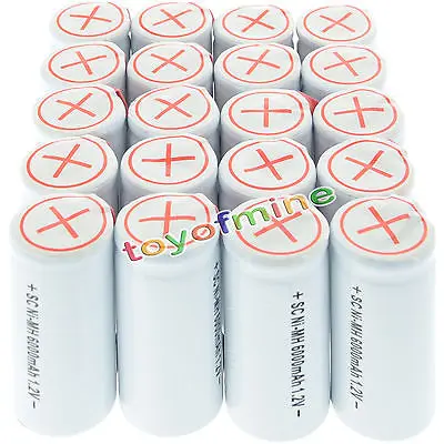 4 20 шт Sub C SubC 1 2 V Ni MH белый цвет с Tab 6000mAh аккумуляторная батарея|Перезаряжаемые