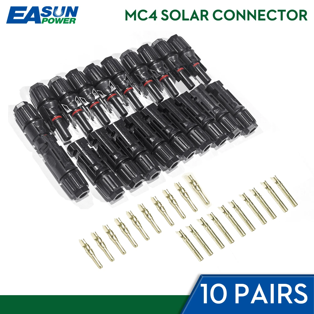 

EASUN POWER 10Pairs x MC4 Connector Solar Connector MC4 Solar Panel Connectors Male & Female IP67 TUV 1000Vdc UL 600Vdc Solar