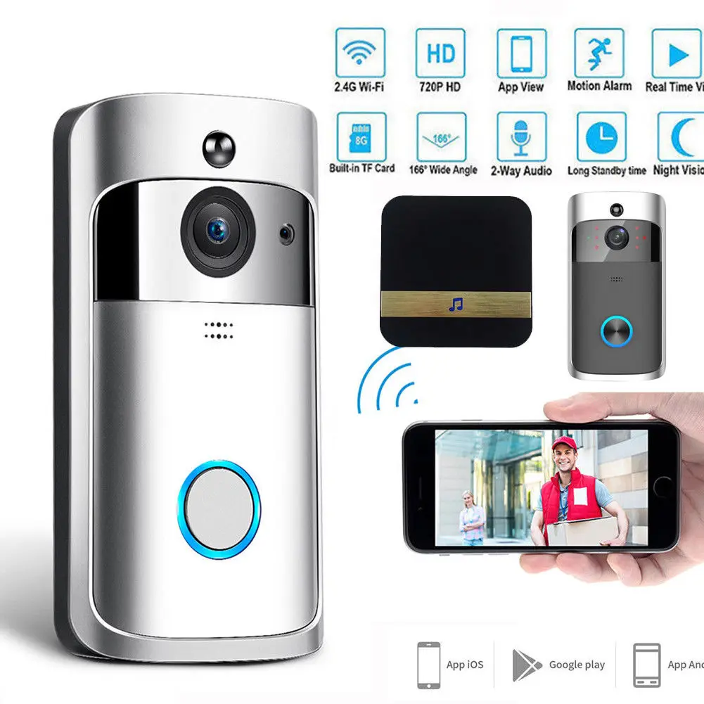 

NEW Smart Waterproof 720P WiFi Video Doorbell Visual Door Phone TF Card Slot Night Vision Security Camera Intercom