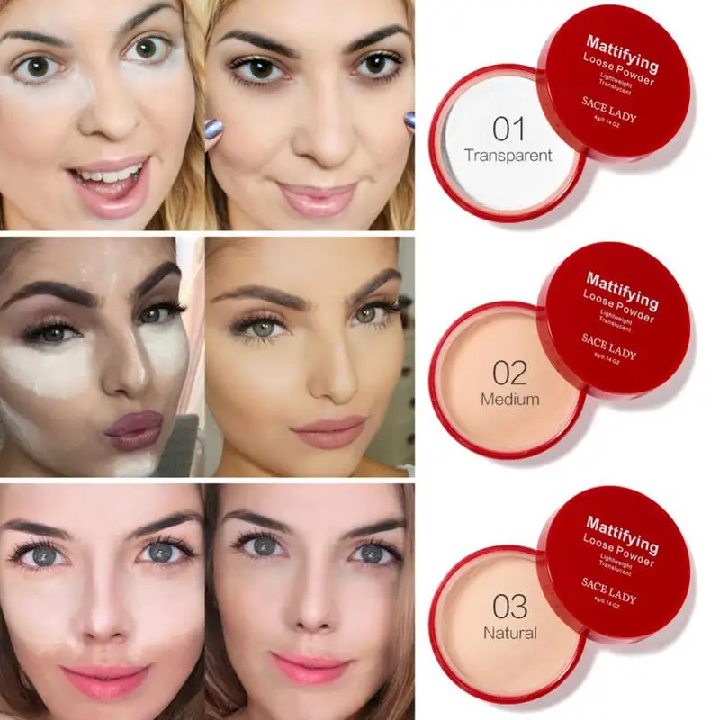

3-color Long-lasting Makeup Powder Waterproof Oil Control Set Powder Is Easy To Carry Transparent Powder Nude Makeup Baking