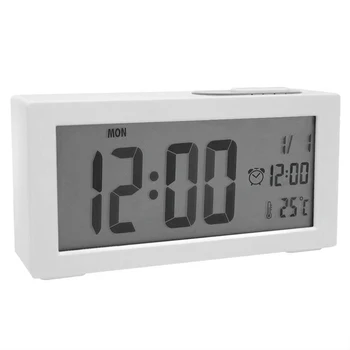 

Alarm Clocks Bedside Non Ticking, Battery Operated Digital Clock Large Display Time Temperature Adjustable Backlight With Snoo
