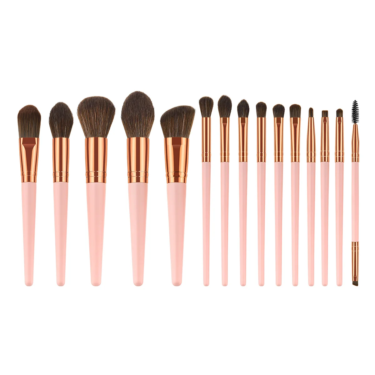 15Pcs Makeup Brush Premium Wool Fiber Bristles Wooden Handle Blush ...