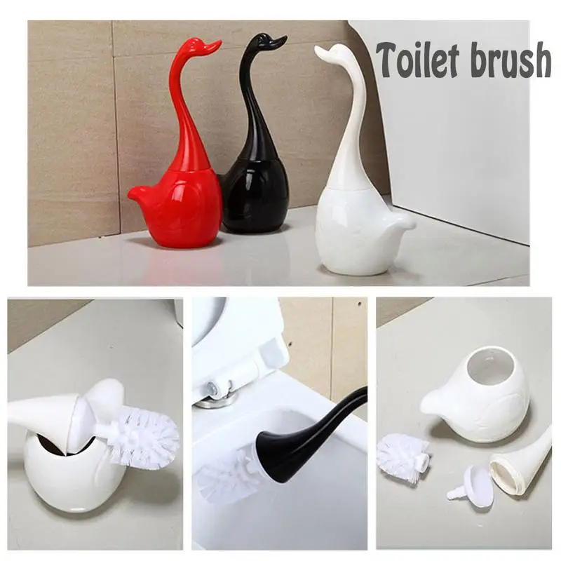 Innovative Swan Shape Toilet Brush Bathroom Accessories Ceramic Base Plastic Handle Cleaning Brush For Bathroom Home Hotel