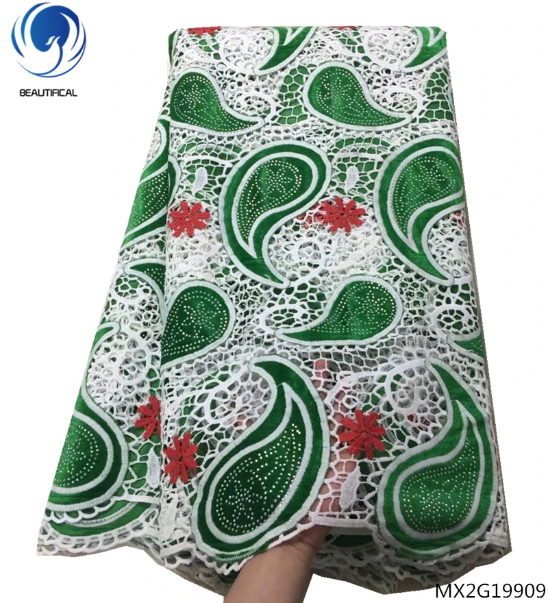 

Beautifical latest african laces 2018 high quality guipure cord lace fabric velvet fabric with rhinestone 5yards/lot MX2G199