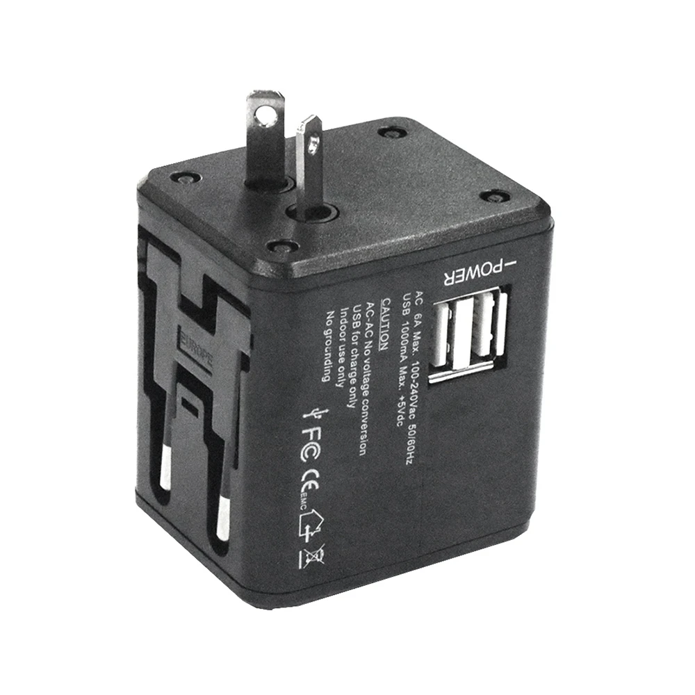 Универсальный дорожный адаптер переменного тока розетка с двойным Usb зарядным