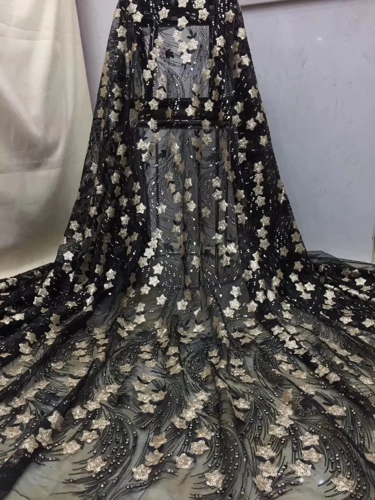 

Mr.Z Nigerian Grreen French Tulle Lace Fabric With Sequins High Quality Dubai Wedding Fabric Embroidered Lace 5 Yards