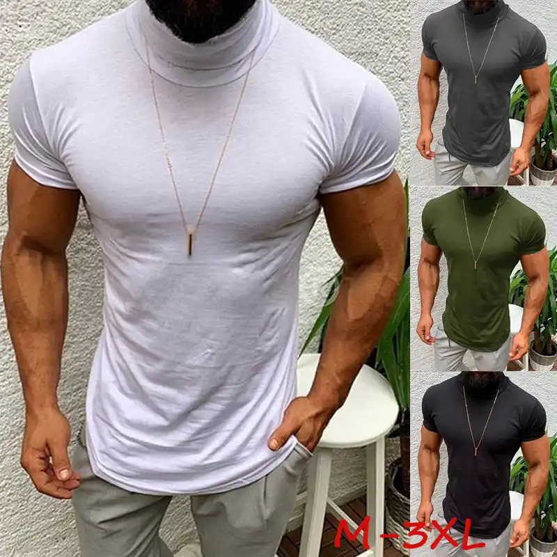 muscle fit turtleneck t shirt