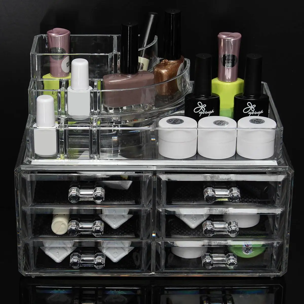 

5 Layers Clear Acrylic Nail Polish Lipstick Cosmetic Varnish Holder Display Stand Case Makeup Orgranizer Storage Box Rack Stand