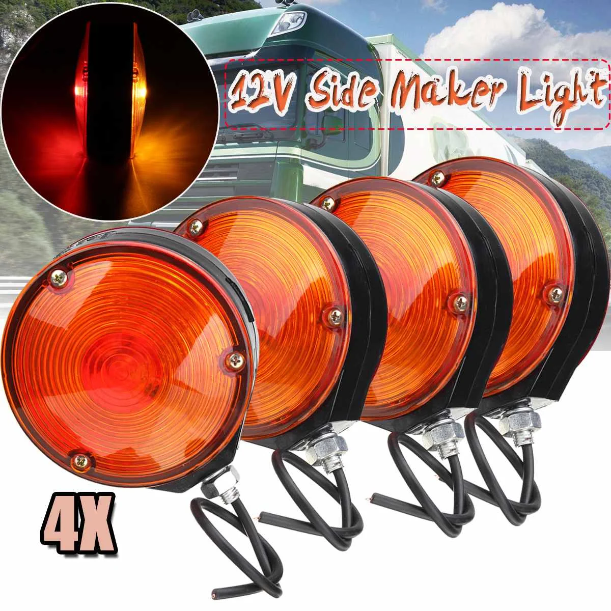

2pcs 4pcs 12V Car Mirror Side Maker Light Amber/Red Lamp Roadway Safety Traffic Light Trailer Truck Light Lamp Accessories