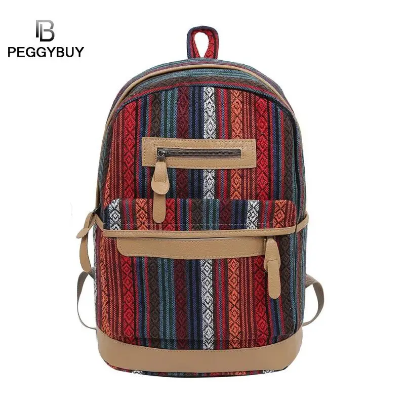 

Women Canvas Backpacks Ethnic Style Beach Holiday Backpack Girls Casual Vintage Travel Large Capacity Rucksack Mochila Bohemian