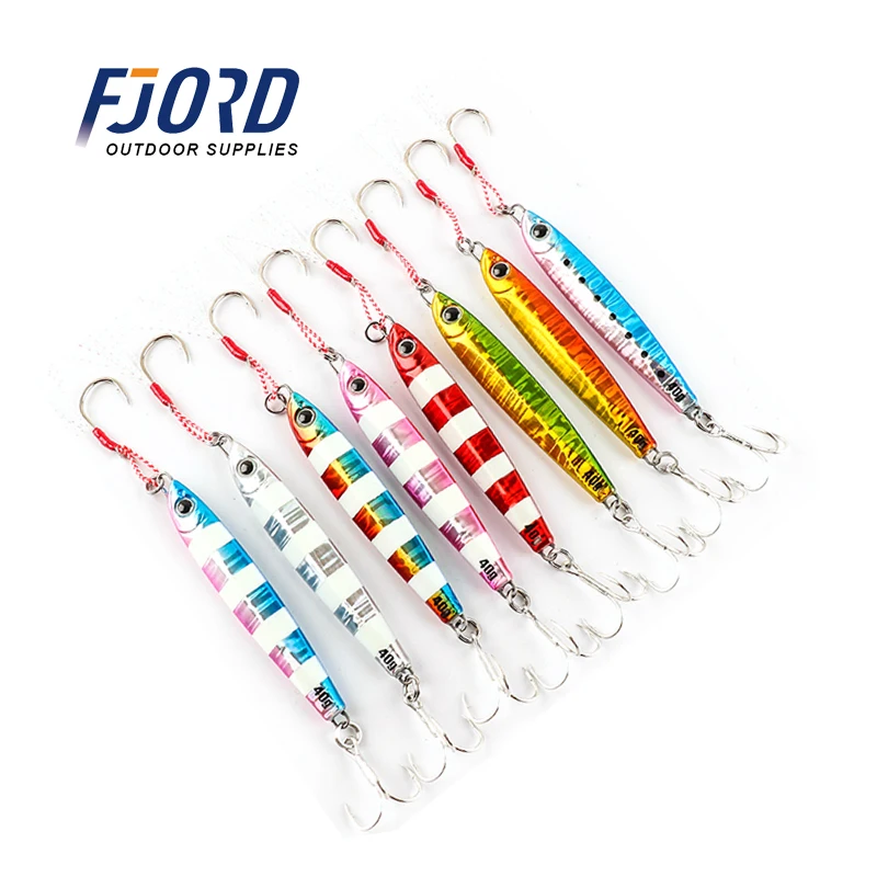 

FJORD 5pcs/lot 20g 30g 40g 60g Slow shake Metal Jig with hooks sardine Long casting Laser LuminousFishing Jigging Lure