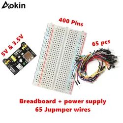 Aokin 400 Tie Point Прототип Макет pcb с 65 шт. Перейти кабель провода макет 5 в 3,5 питание для Arduino