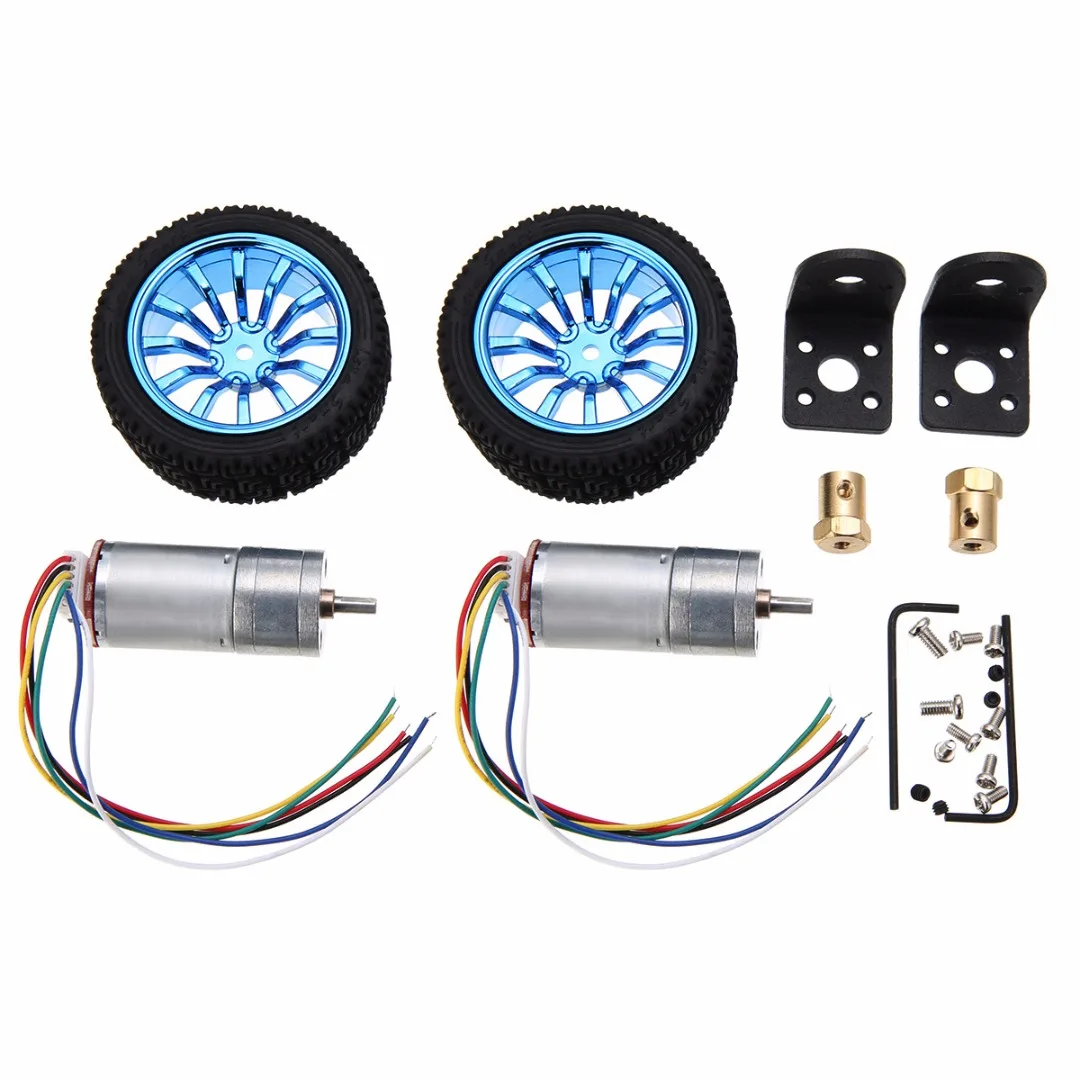 

Hot Sale 6V Motor Encoder DC 210RPM Encoder Gear Motor 4mm Shaft With Mounting Bracket 65mm Wheel Kit