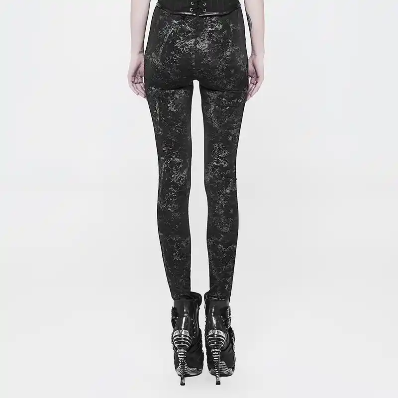 Punk Rave WK-326 Post-Punk Gótico Leggings con impresiones de Plata