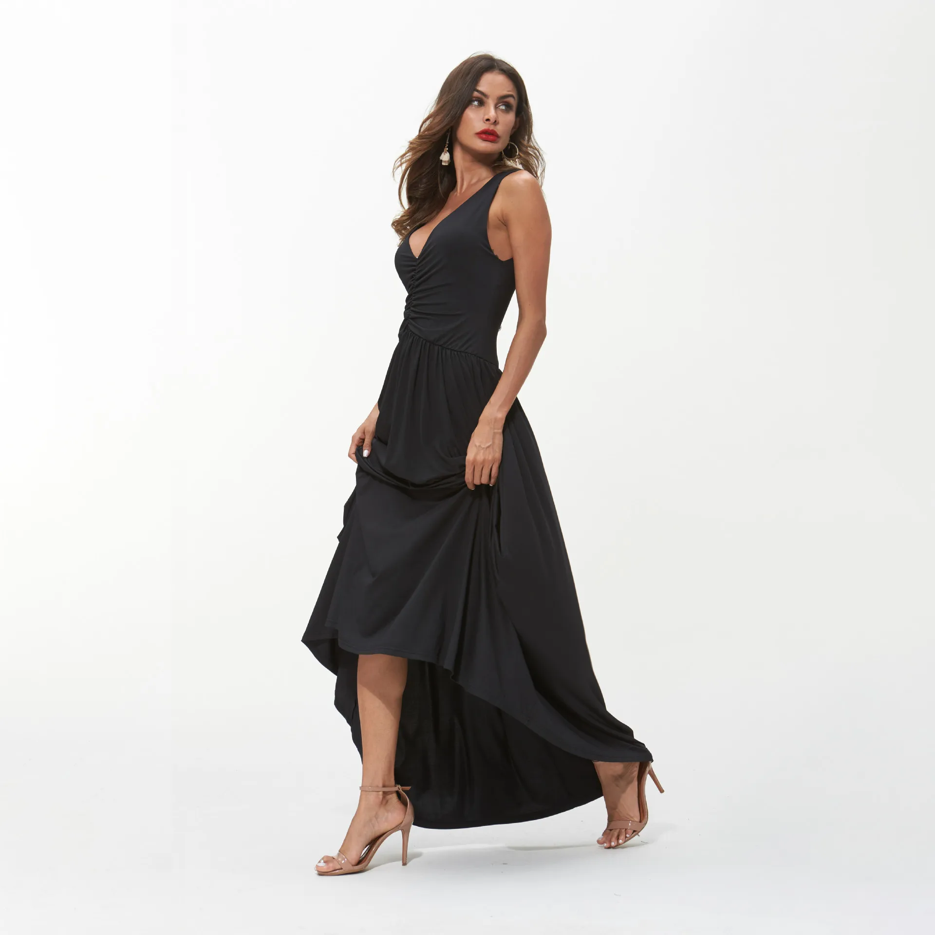OSULIVAN летнее платье женское винтажное Femme Ete 2019 Vestidos длинное с v образным вырезом