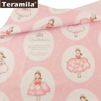 

Teramila New Pink tela de princesas Design 100% Cotton Sewing Fabric Tecido Scrapbooking Textile DIY Patchwork Cloth Tissu