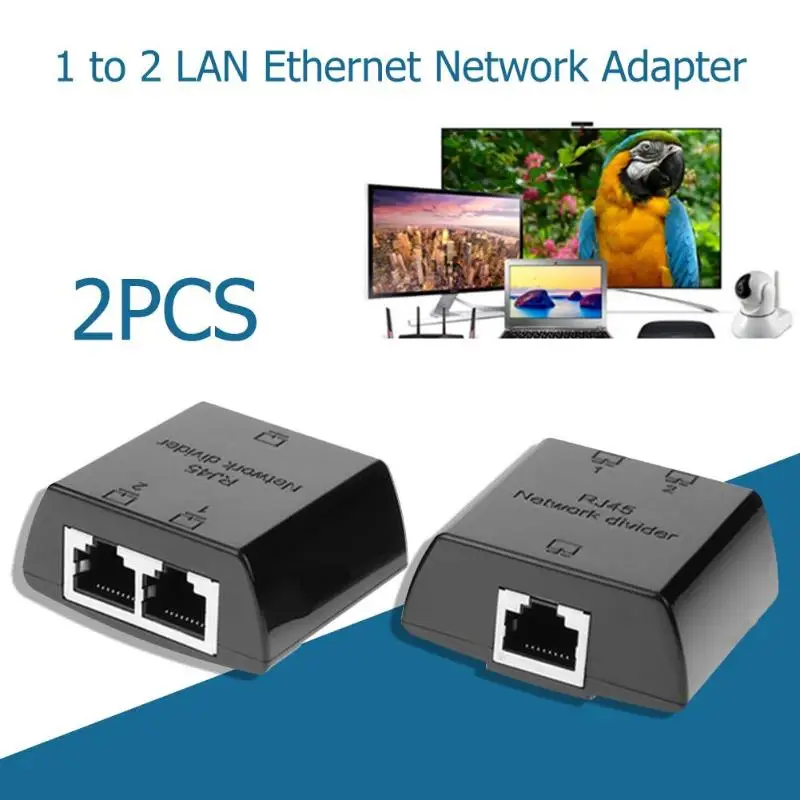 

2pcs 100 Mbps RJ45 Cables Splitter 1 to 2 Female LAN Ethernet Network Cable ABS Divider Adapter support Dual Device for Computer