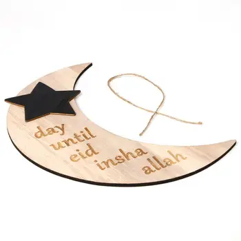 

1Pc Wooden Eid Mubarak DIY Castle Moon Home Decor Ramadan Eid Mubarak Wooden Plaque Hanging Pendant Decor For Ramadan Activities