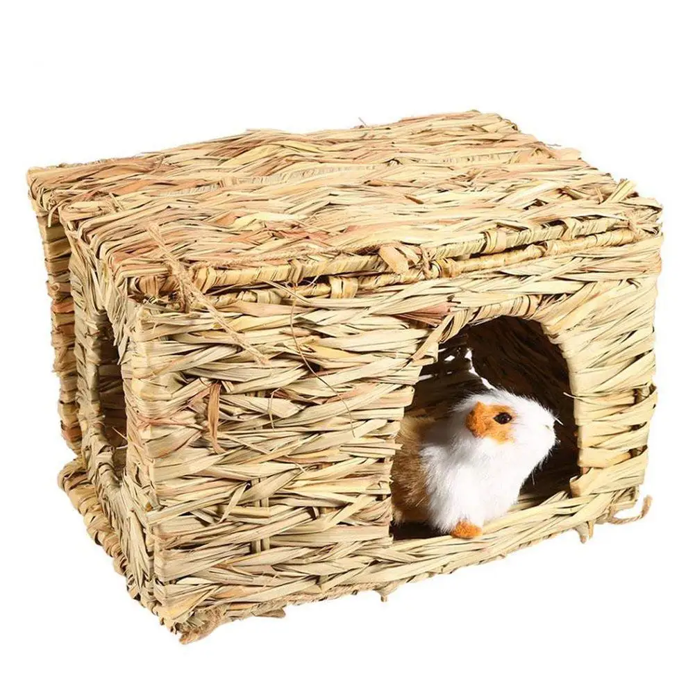 Натуральный ручной работы трава хижина дом складной соломы Cubby гнездо клетка для