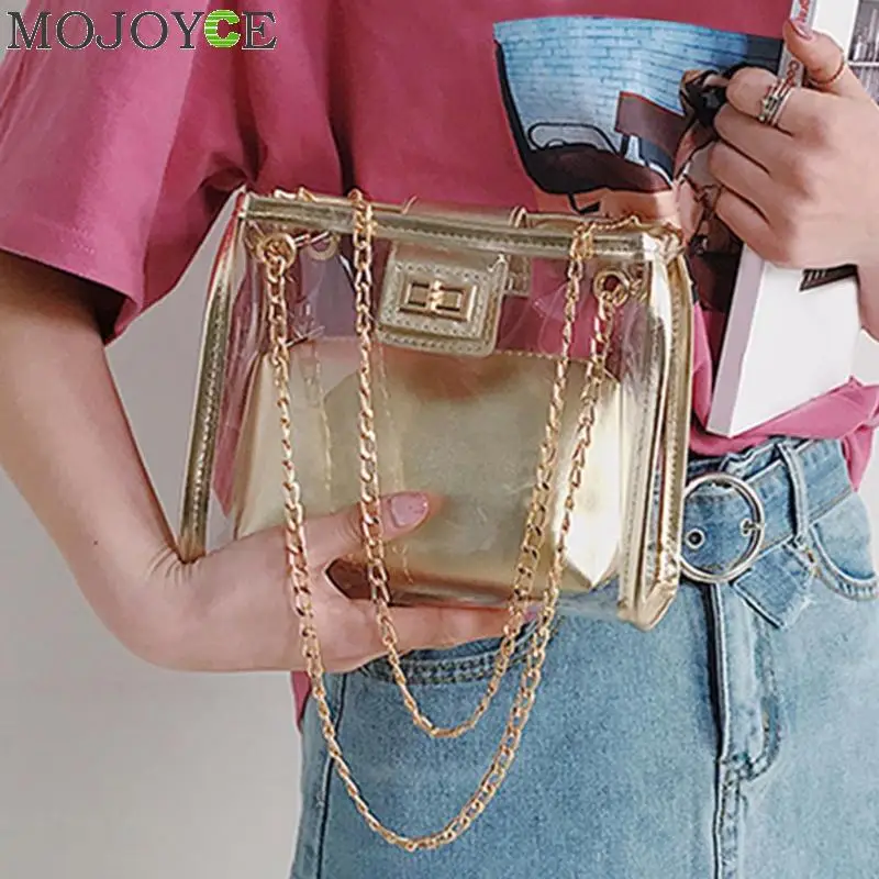 2 قطعة/المجموعة النساء واضحة شفافة حقيبة كتف الأزياء عالية الجودة PVC حامل هاتف الحقيبة رسول Crossbody أكياس Sac 2 قطعة/المجموعة النساء واضحة شفافة حقيبة كتف الأزياء عالية الجودة PVC حامل هاتف الحقيبة رسول Crossbody أكياس Sac