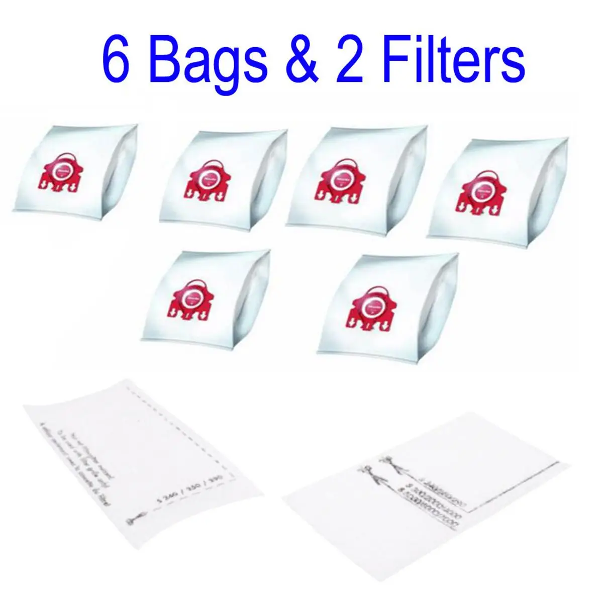 

6Pc Vacuum Cleaner Replacement Filter Dust Collection Bags For MIELE FJM Red 3D COMPACT C1 C2 S4 S6 S290 S381 S6210 with filters