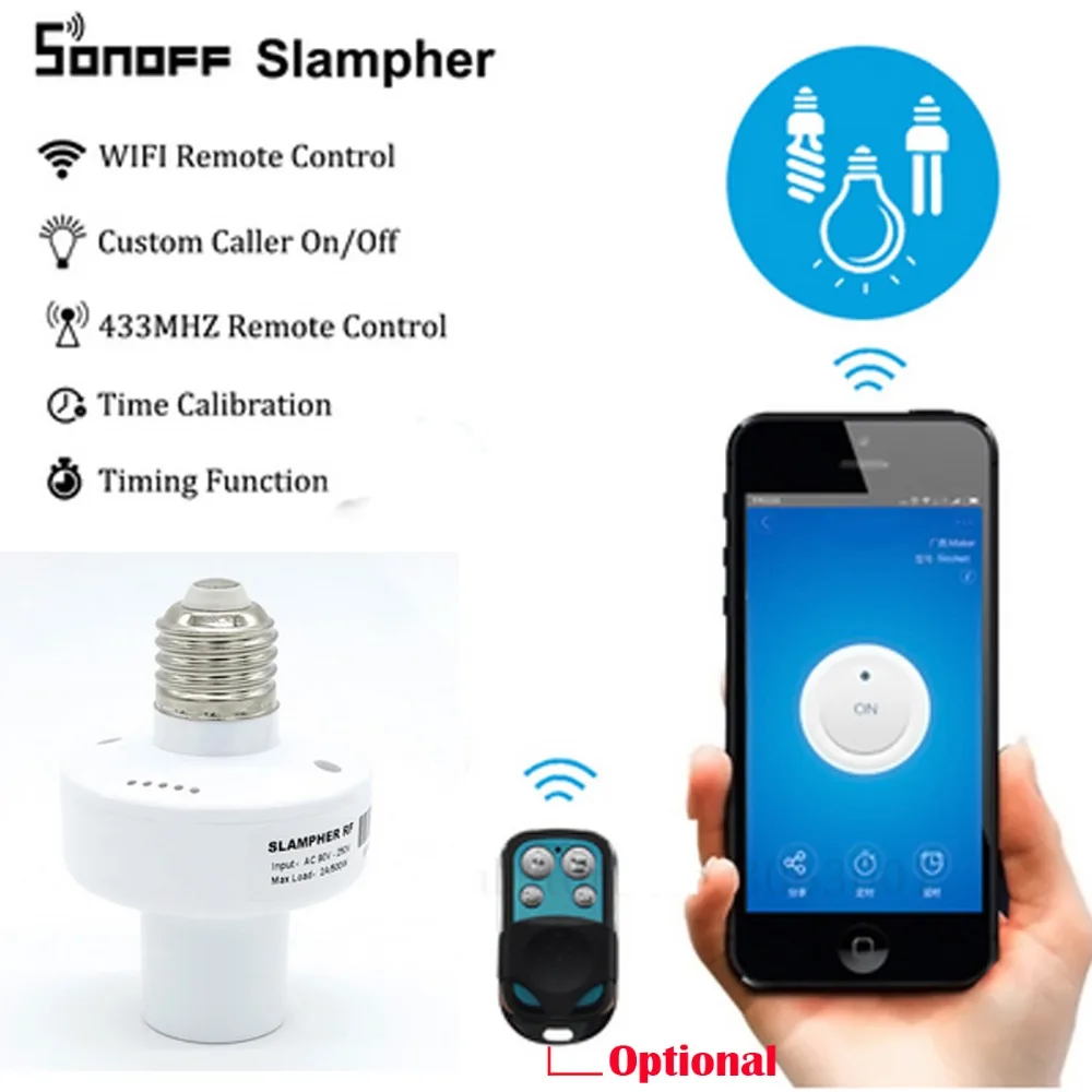 

Sonoff Slampher E27 Smart Light Lamp Bulb Holder WiFi Bulbs 433MHz RF Wireless Light Holder For Smart Home