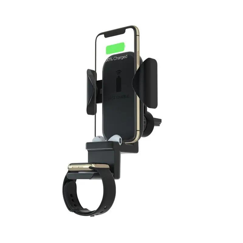 

For iPhone Airpods iWatch QI 3 in 1 Wireless Charger Phones Qi Charging Air Outlets Car Mount Wireless Charger Holder for iWatch
