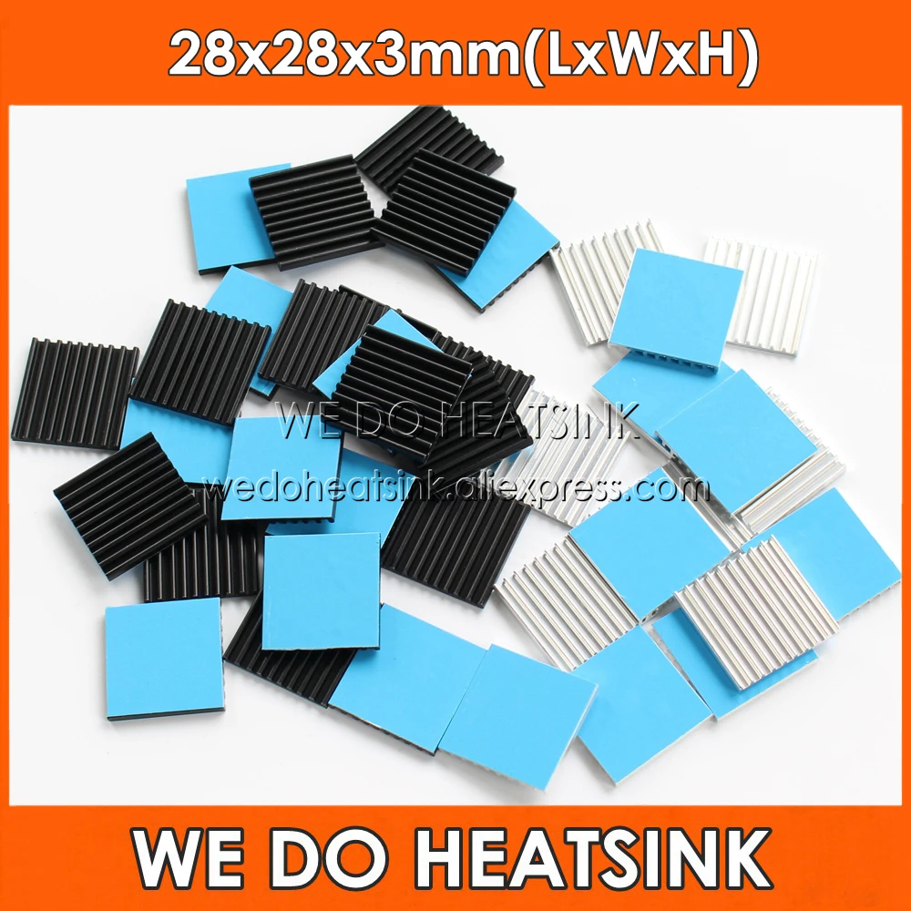 

WE DO HEATSINK 8pcs 28*28*3mm Silver / Black Heatsink Aluminum Heat Sink Radiator Cooler With Tape Applied For IC AMD Chipset