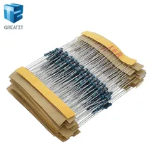 GREATZT 1 упаковка 300 шт 10-1 M Ом 1/4 Вт Сопротивление 1% металлического пленочного резистора сопротивления Ассортимент Комплект 30 видов каждый 10 шт