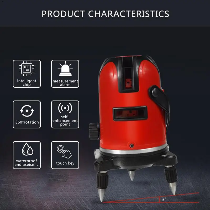 

5 Lines 6 Points Laser Level Automatic Self Leveling 360 Vertical&Horizontal Tilt & Outdoor Mode can use w/ Receiver