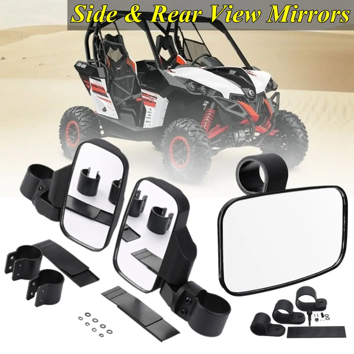 

Motorcycle 1.75" 2" 15" Wide Car Rear View Side Race Mirror Convex Mirror with Clamp For ATV UTV Off Road Motor Mirror w bracket