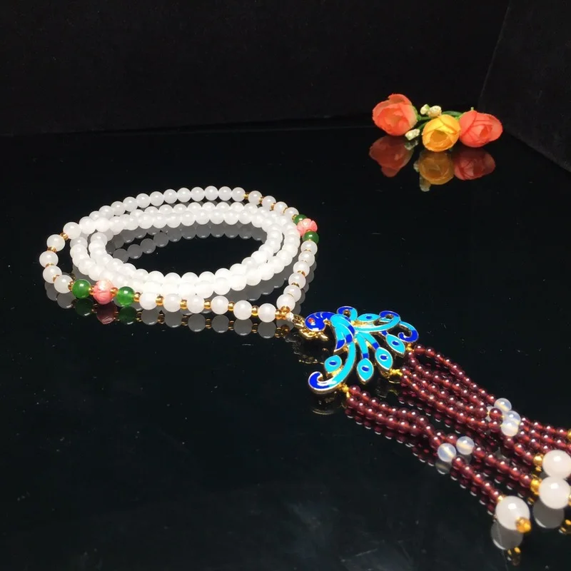 

2019 Women Collares Moana Kolye Hetian Sweater Chain 6 Mm Collocation Cloisonne Phoenix Million Treasure The Necklace