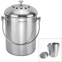 Home kitchen office silver color Recycling Container Lid Bucket Hotel Stainless Steel Compost Durable Home Bin new arrival