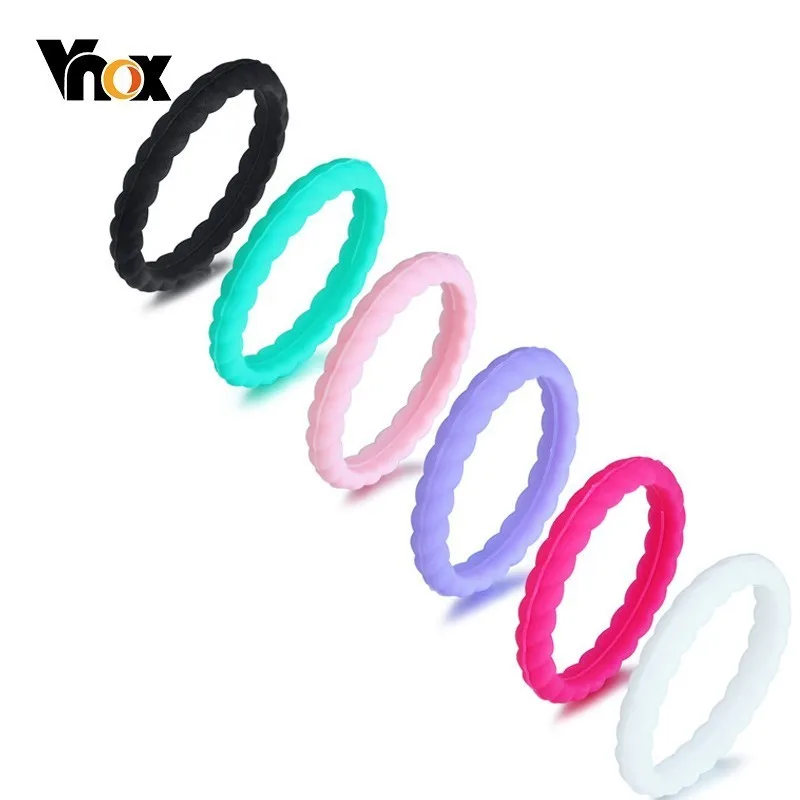 

Vnox Thin and Stackable Wedding Bands Silicone Rings for Women 6 Pcs/Set
