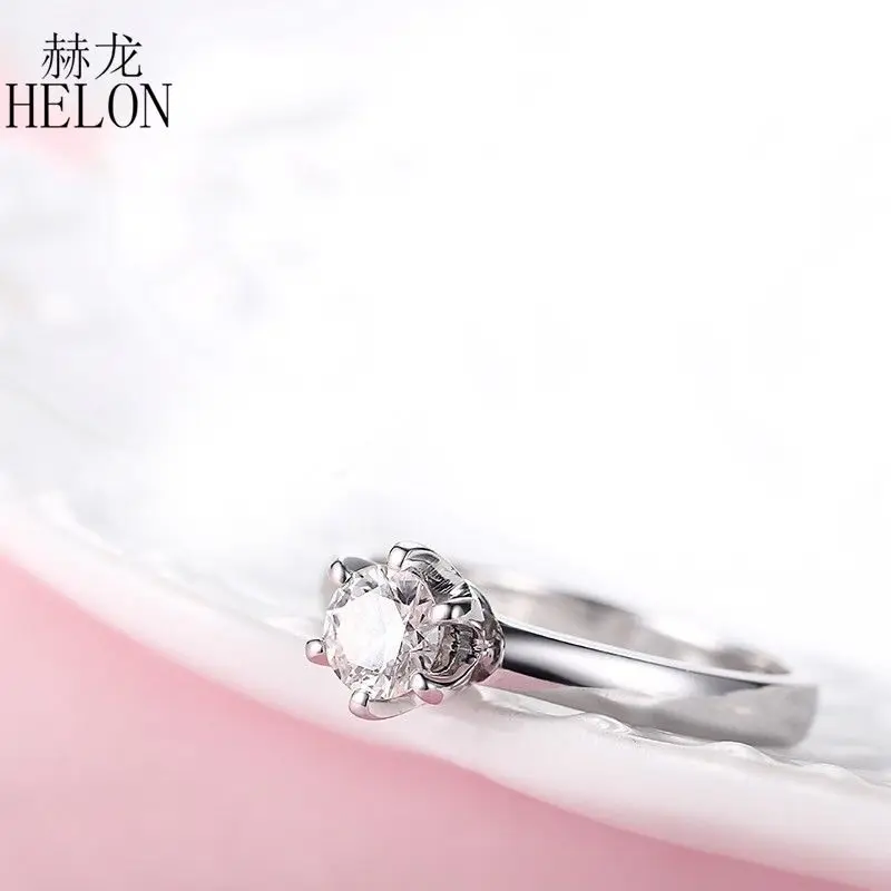 HELON Moissanite кольцо 925 пробы серебро 0.5ct VVS/FG Лаборатория Grown Moissanite алмаз обручальное кольцо для женщин Свадебные модные ювелирные изделия
