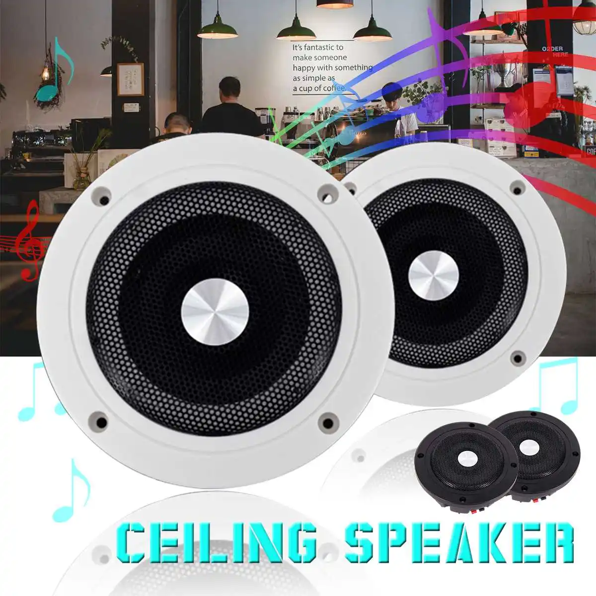 5,2 pulgadas 60W ronda de techo en la pared parlantes de Audio para el hogar sistema de montaje al ras altavoz reproductor de música de Audio - AliExpress Productos electrónicos