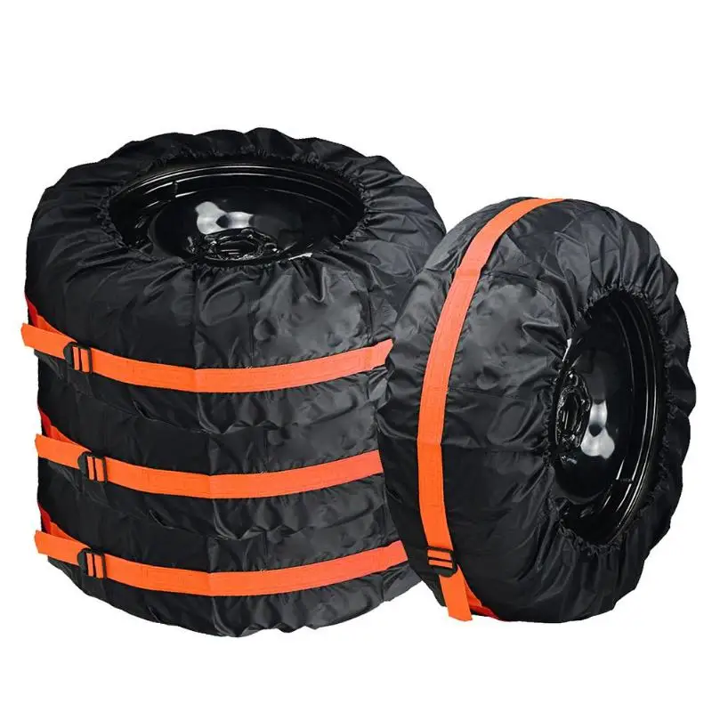 

4Pcs Spare Tire Cover Case Polyester Winter and Summer Car Tires Storage Bag Automobile Tyre Accessories Vehicle Wheel Protector